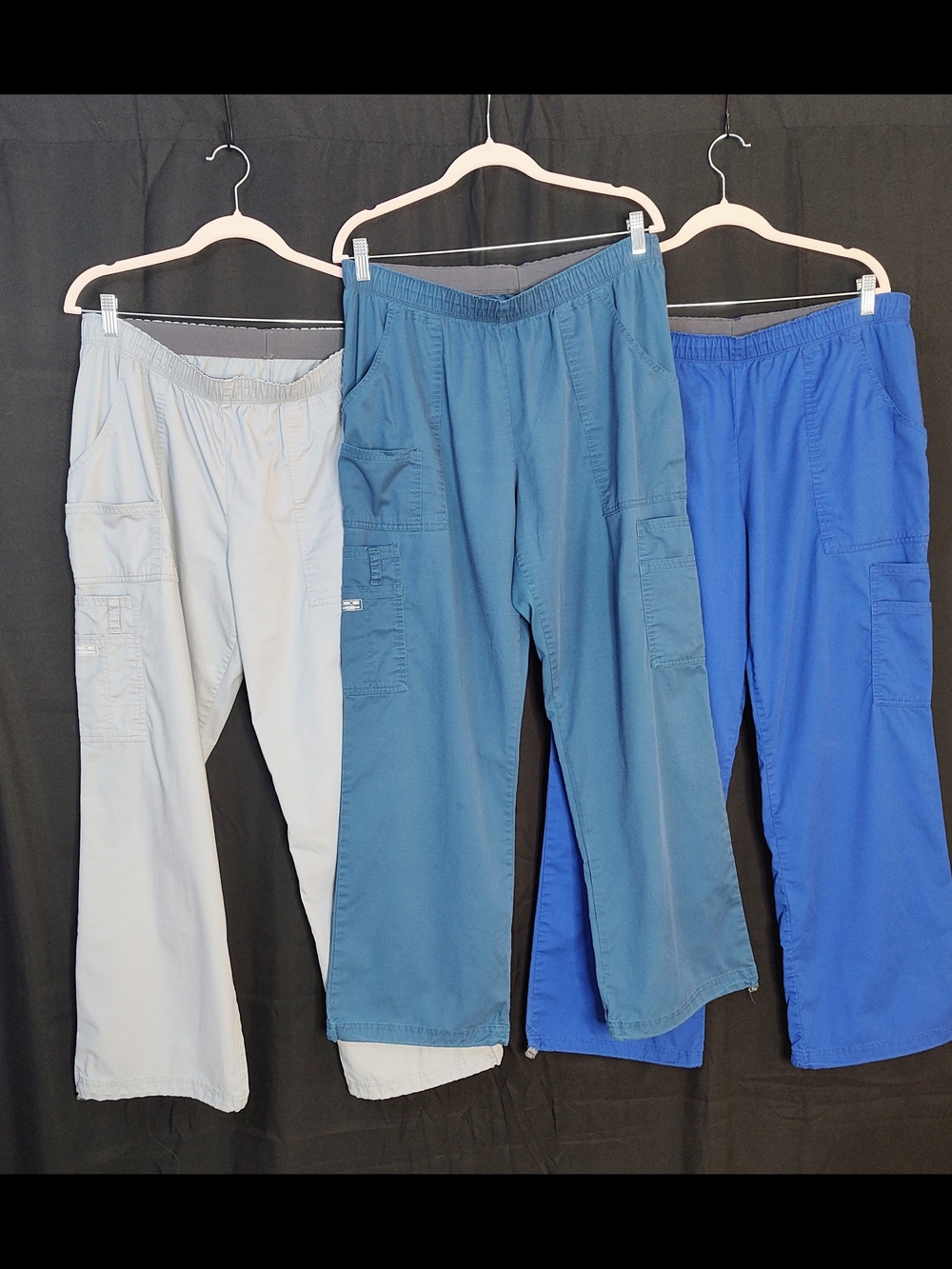 3 Pairs Cherokee Elastic Waist Scrub Medical Pants Large Wide Legs  Pockets